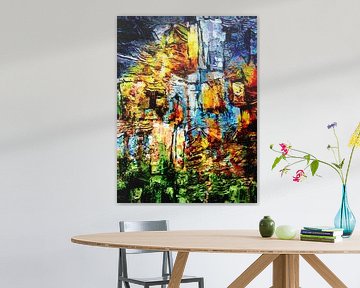 Tulpen in de zon abstract schilderwerk van Arjen Roos
