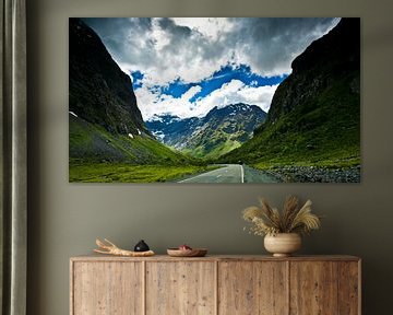 Winterlandschaft Berge Panorama Format Bild auf Leinwand Wandbild Poster 