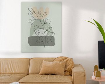 Minimalistische Landschaft mit einer Pflanze mit großen Blättern von Tanja Udelhofen
