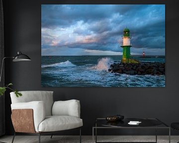 Pier and pier towers on the Baltic coast in Warnemünde. by Rico Ködder