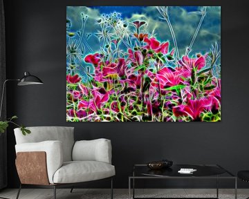 Garden flowers in neon look