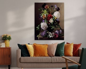 Schilderij van Vaas met Bloemen. van Brian Morgan