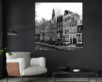 Jordaan Egelantiersgracht Amsterdam Pays-Bas Noir et blanc