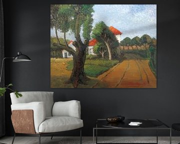 House along a farm road - oil on canvas. by Galerie Ringoot