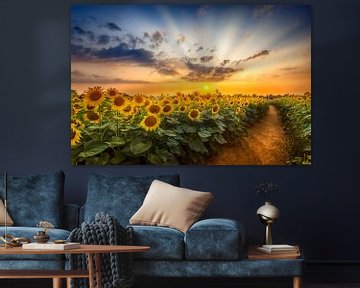 Sunflower field at sunset | the secret path by Melanie Viola