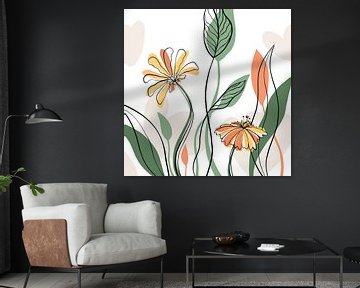 Modern bloemen boeket - minimalistische illustratie van Studio Hinte