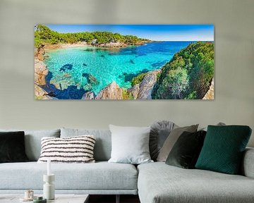 Panorama of Cala Gat, coast scenery on Mallorca island, Spain, Mediterranean Sea by Alex Winter