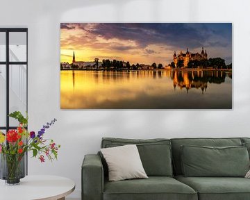 Schwerin skyline at sunset by Frank Herrmann