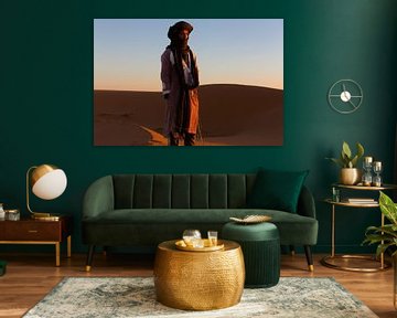 Sahara man in Merzouga desert Morocco sunrise by Wendy Bos