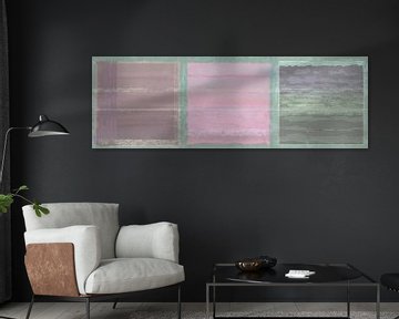 Triptych pastel on green base by Rietje Bulthuis
