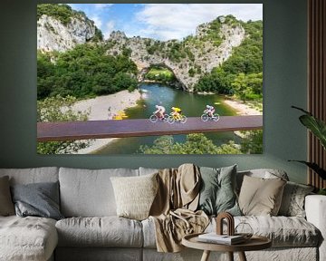 Cyclists at the Pont d'Arc by Nele Mispelon