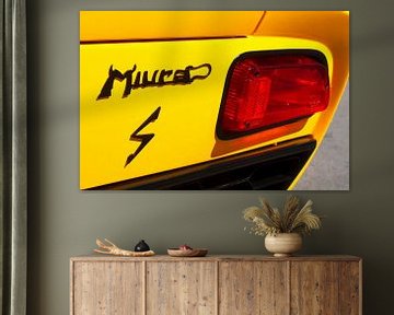 Lamborghini Miura sports car rear detail in bright yellow by Sjoerd van der Wal Photography