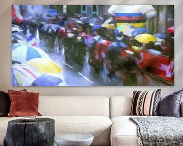 WK wielrennen in de regen, modern abstract van Paul Nieuwendijk