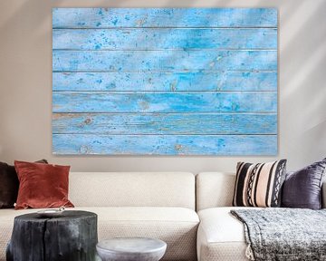 Turquoise blauwe achtergrond van oud hout textuur van Alex Winter