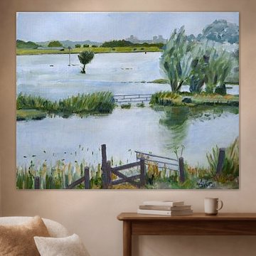 Débordement de l'IJssel près de Zalk sur Antonie van Gelder Beeldend kunstenaar