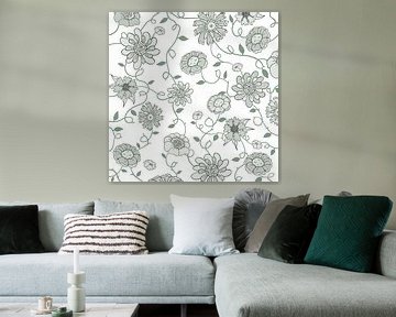 Modern Engeland - wit groen bloemen van Studio Hinte