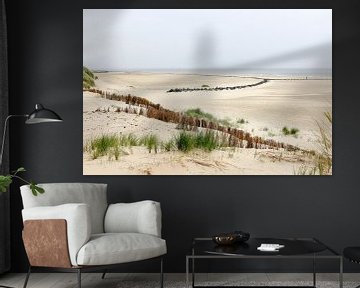Hollum, Ameland,  sand, beach, island, Netherlands, Wadden, sea, Friesland, grey sky, landscape, wi van Ans van Heck