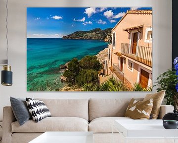 Idyllic island scenery on Mallorca, beautiful sea view of the bay in Camp de Mar, Spain by Alex Winter