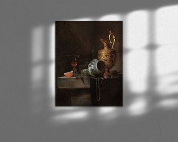 Stilleben mit einer Porzellanvase, einer silbervergoldeten Kanne und Gläsern, Willem Kalf
