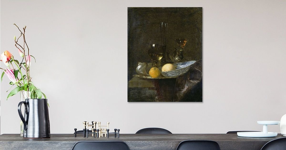 Poster Stilleven Met Porseleinen Kan - Schilderij Van Willem Kalf 120x160 Cm Xxl Poster Stilleven Met Porseleinen Kan - Schilderij Van Willem Kalf 120x160 Cm Xxl