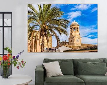 Lloseta dorp met mooie mening van de toren van de kerkklok op Mallorca, Spanje Balearen eilanden van Alex Winter