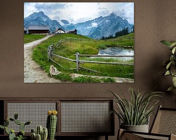 Bergsee mit Alm im Karwendelgebirge in Österreich von Animaflora PicsStock