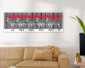 Laserstrahl über einem Zebra-Barcode von Monika Jüngling