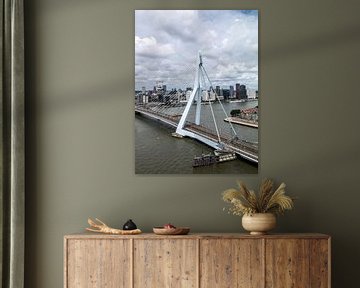 Erasmus bridge Rotterdam (portrait - color) by Rick Van der Poorten
