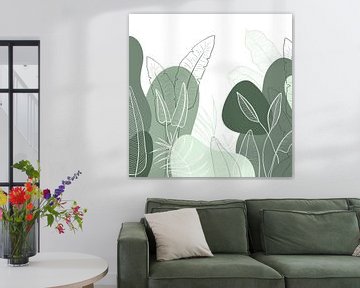 Modern tropisch patroon - illustratie bladeren groen van Studio Hinte