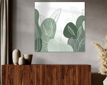 Motif tropical moderne - illustration feuilles vertes sur Studio Hinte