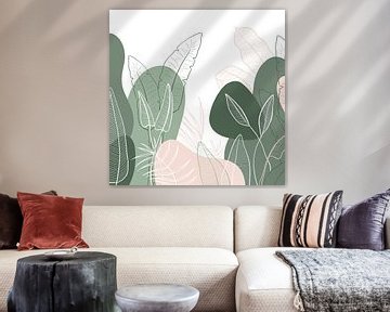 Modern tropisch patroon - illustratie bladeren groen roze