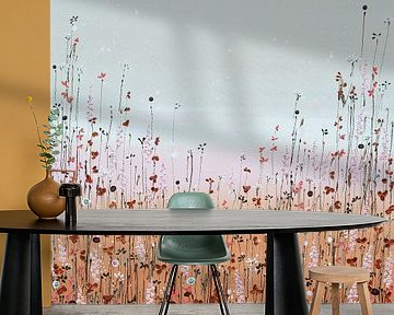 Bloemenveld schilderij, aards elegant van Bianca ter Riet