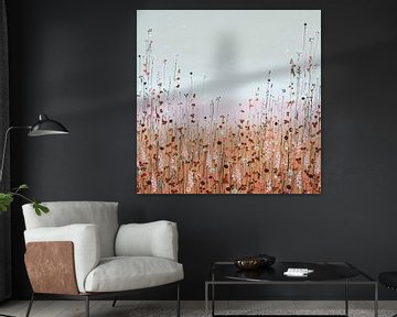 Flower field painting, earthy elegant by Bianca ter Riet