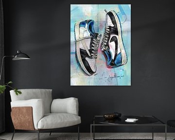Nike air Jordan 1 Low Travis Scott x Fragment painting by Jos Hoppenbrouwers