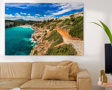 Mallorca beach Cala Romantica with beautiful coastline sea view, Spain Mediterranean Sea by Alex Winter