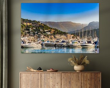 Port de Soller with anchoring boats and beautiful landscape, Majorca Spain by Alex Winter