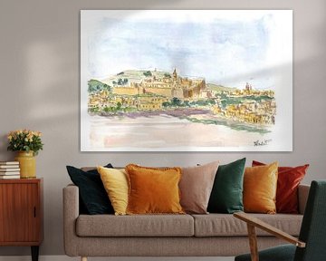 Gozo Ghawdex Malta Victoria Rabat Altstadt Skyline und Zitadelle