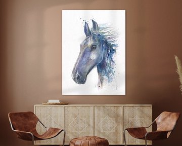 Cheval frison à l'aquarelle sur Atelier DT