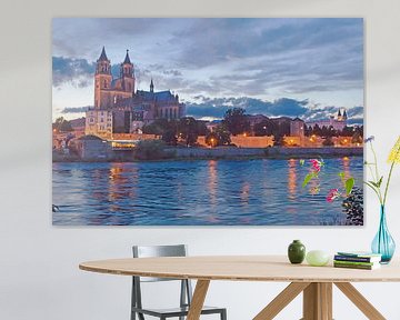 The Magdeburg Elbe panorama at sunset by t.ART
