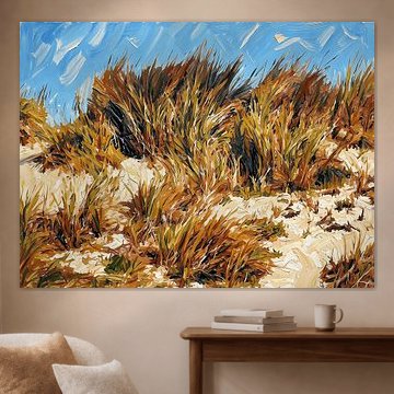 Marram Grass in the Dunes: An Impasto Impressionist Painting by Dirk van der Ven