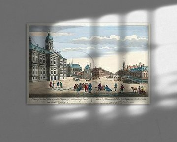 Amsterdam , Ansicht des Rathauses mit Feuerwehrleuten am Dam-Platz, 1752