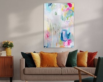 Feathery - part 2 abstract schilderij met pastelkleuren van Qeimoy