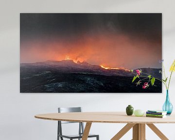 'Fire' at the Fagradalsfjall volcano on Iceland by Eddy Westdijk