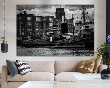 Steam Tug Dockyard IX moored in the port of Rotterdam. by scheepskijkerhavenfotografie