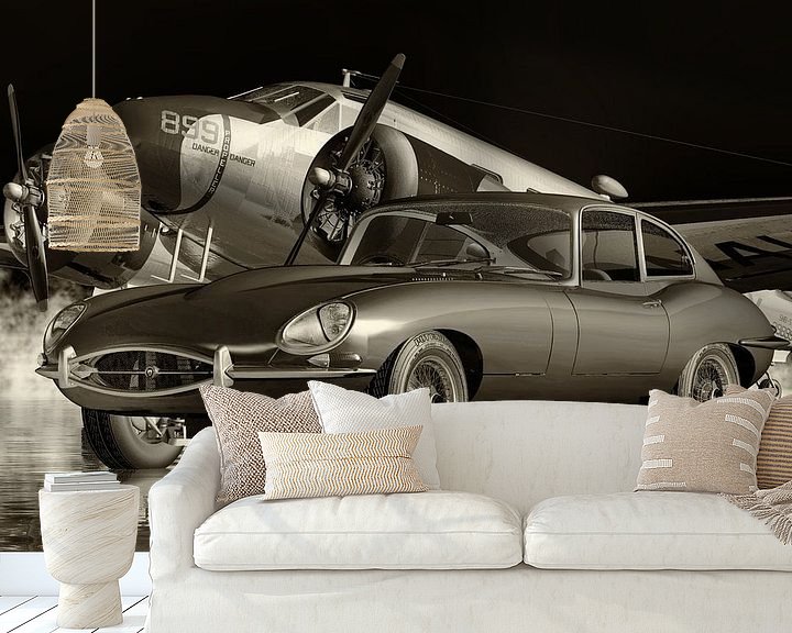 Sfeerimpressie behang: De Jaguar E-Type autocultuur van 1960 van Jan Keteleer