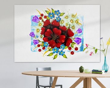 Blumenstrauß (Kunst, weißer Hintergrund) von Art by Jeronimo