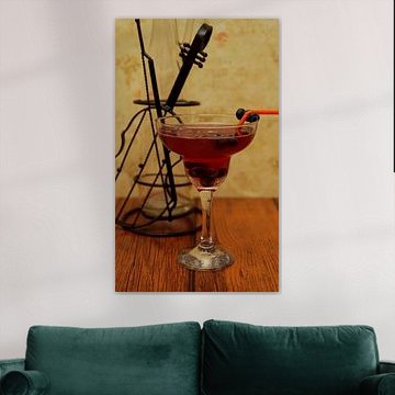 Coconut liqueur rum currant syrup cocktail.