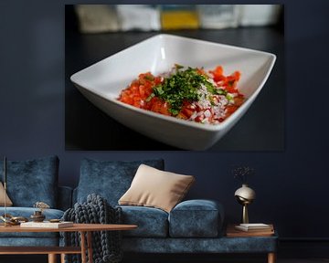 Tomatoes, onion, basil in a bowl. by Babetts Bildergalerie
