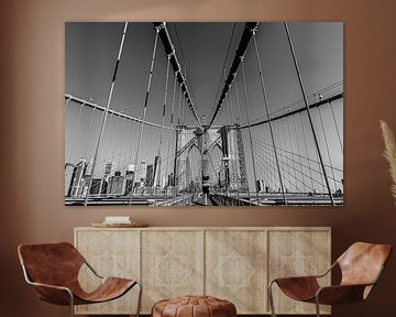 Brooklyn Bridge New York City in black and white by Anne van Doorn