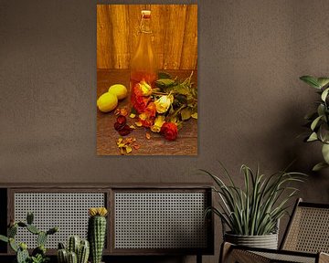 selbstgekochter Rosenblütensirup in Flasche mit Klickverschluss von Babetts Bildergalerie